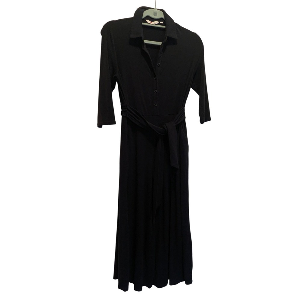 Boden Black Jersey Romper Jumpsuit Size 6P 3/4 Sleeve Belted Minimalist